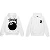 American Style Basic Hooded Sweatshirt Black 8 Print Loose Fit Men Women Casual Outerwear