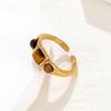 Maillard Tiger's Eye Stone Opening Adjustable Ring Women's Niche High-end Ins Wind Ring Plain Ring Titanium Steel Jewelry