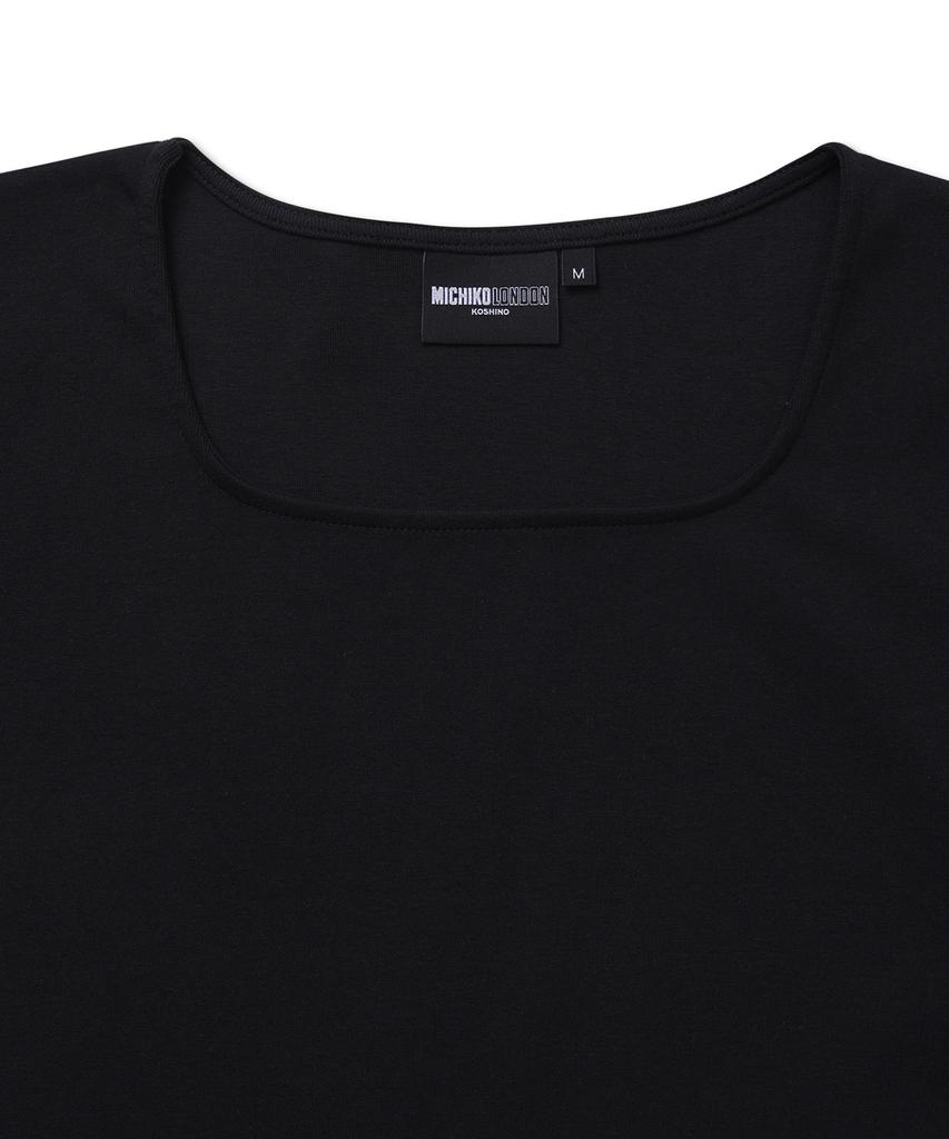 Michikoleondeonkosino Curve Square Neck Top Black