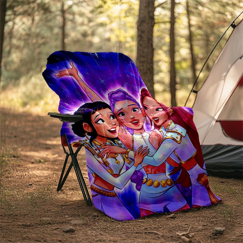 1pc KPop8 Theme Blanket - Digital Print, Polyester, Cozy for All Seasons, Perfect for Outdoor, Camping, and Travel