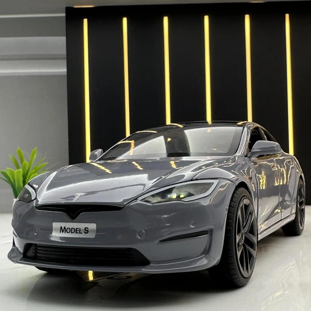 Mghxj4 1:24 Tesla Model S Miniatur Simulation Legierung Metall Druckguss Modellauto Sound & Licht Auto Spielzeug für Kinder Geschenke für Freund C270
