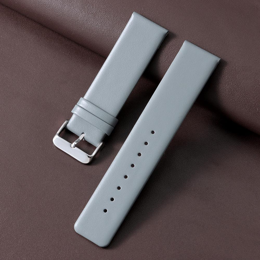 Ultra-Thin Soft Top-Grain Cowhide Watch Strap 18mm 20mm 22mm Brown Genuine Leather Watch Band for Men Women Universal Wristband