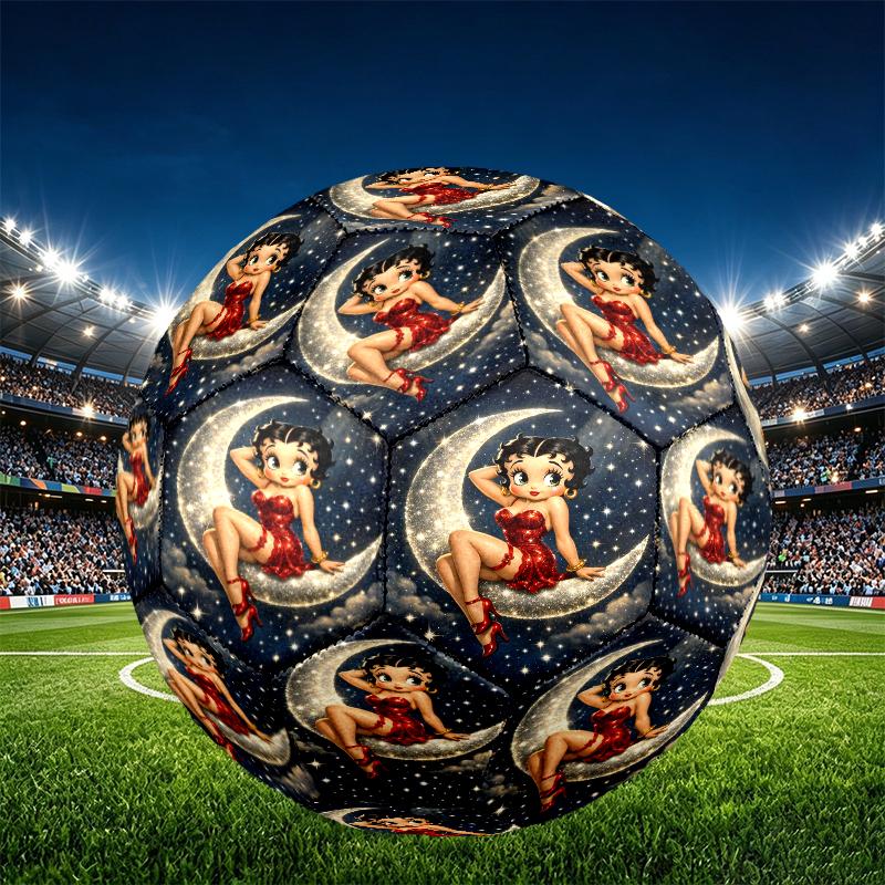 Betty Boop Print Size 5 Soccer Ball, PU Wear Resistant Football for Match Training and Daily Practice, Birthday Gift for Soccer Fans