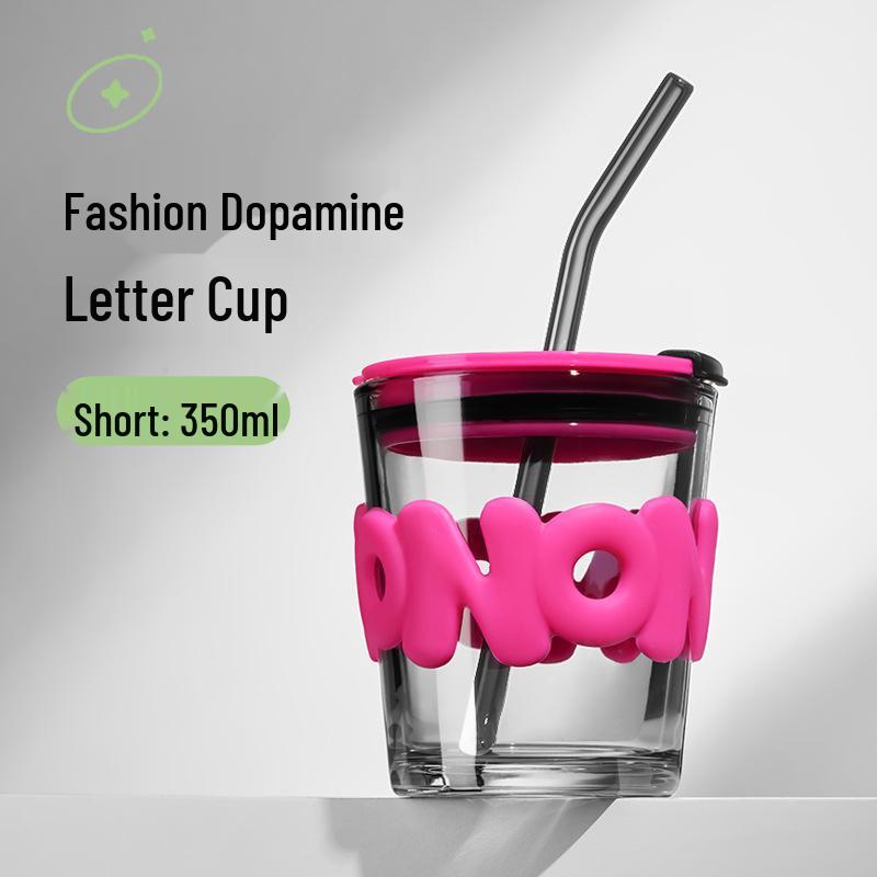 Стильная стеклянная чашка из бамбука: Двустенная кружка-сувенир с трубочкой для летних напитков 400ml