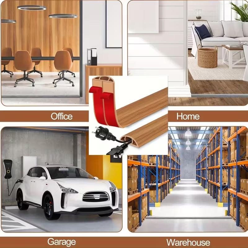1PC 1m/39.37inch Self Adhesive Floor Cord Cover Trimmable Cable Management PVC Low Profile Power Cord Protector Home Office