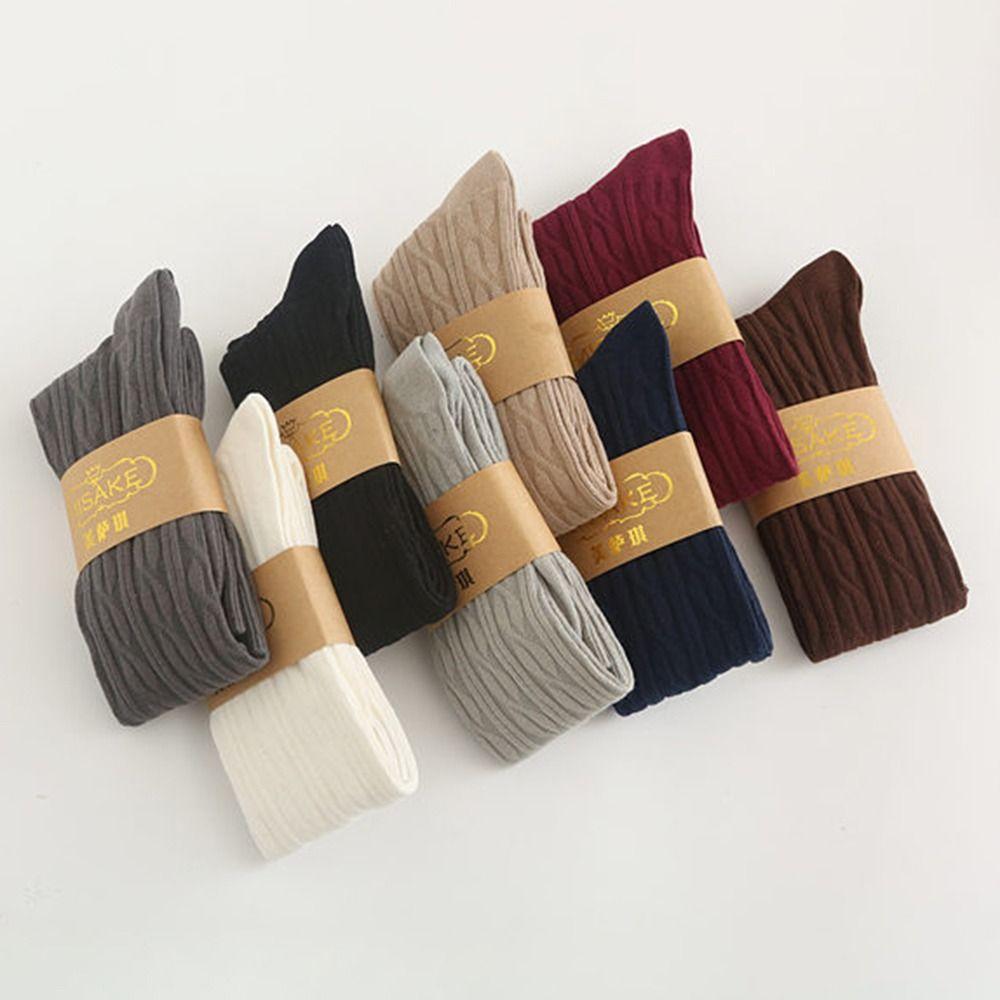 Warm Pantyhose Winter Thigh Tights Knit Over Knee Stockings Cotton