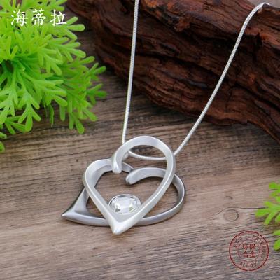 Neue dumme ausgehöhlte Liebe langer Anhänger für Damen einfacher und fortgeschrittener Sinn für mit Diamanten besetzte geometrische herzförmige lange Halskette