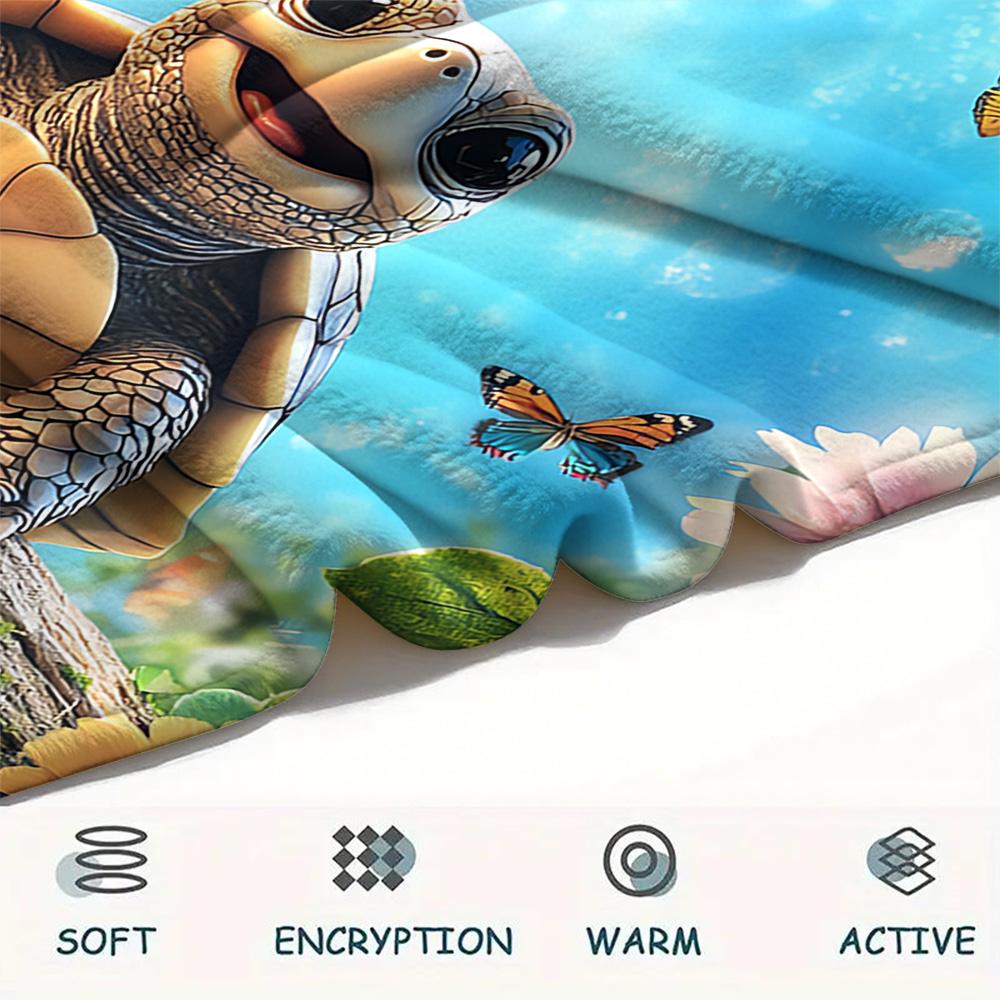 Tortoise Print Flannel Blanket, High quality Comfortable for All Seasons, Home Decor, Warmth and Comfort, Perfect for Christmas Gifts