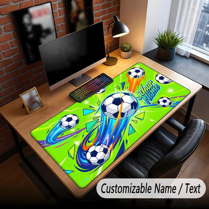 Soccer Theme Custom Mouse Pad Personalized With Name Text Customized Desk Mat For Office Home Decor