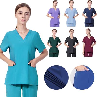 1Pc Polyester Fiber Doctor Nurse Hospital Medical Uniforms Salon Spa Surgical Pajamas Solid Color Isolation Gown Workwear