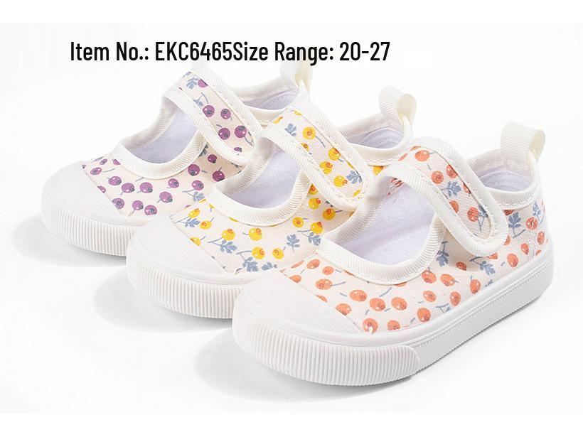 Spring Stylish Printed Soft Sole Velcro Square Toe Baby Girls' Shoes