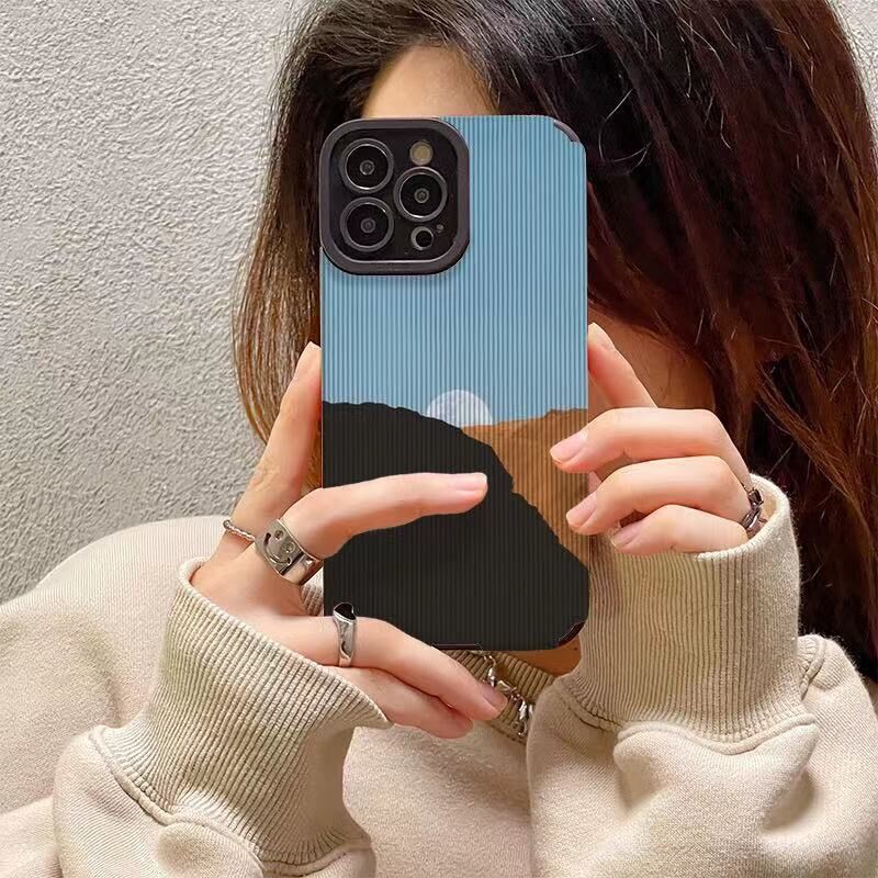 Iphone 14 Pro Max 11 13 12 İçin Telefon Kılıfı Iphone Xr Xs X 7 8 Plus 6s İçin Darbeye Dayanıklı Tampon Tpu Kılıf Japon Tarzı Yağlı Boya