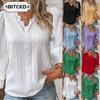 Women's Fashion Casual Solid Color Print Long Sleeve V Neck Blouses & Shirts Unique Design