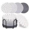 Yousheng 8Pcs Cotton Woven Coasters for Drinks, Absorbent Coasters Set with Holder, Wear-Resistant Insulating Heat-Resistant Coasters for Cups Teapots