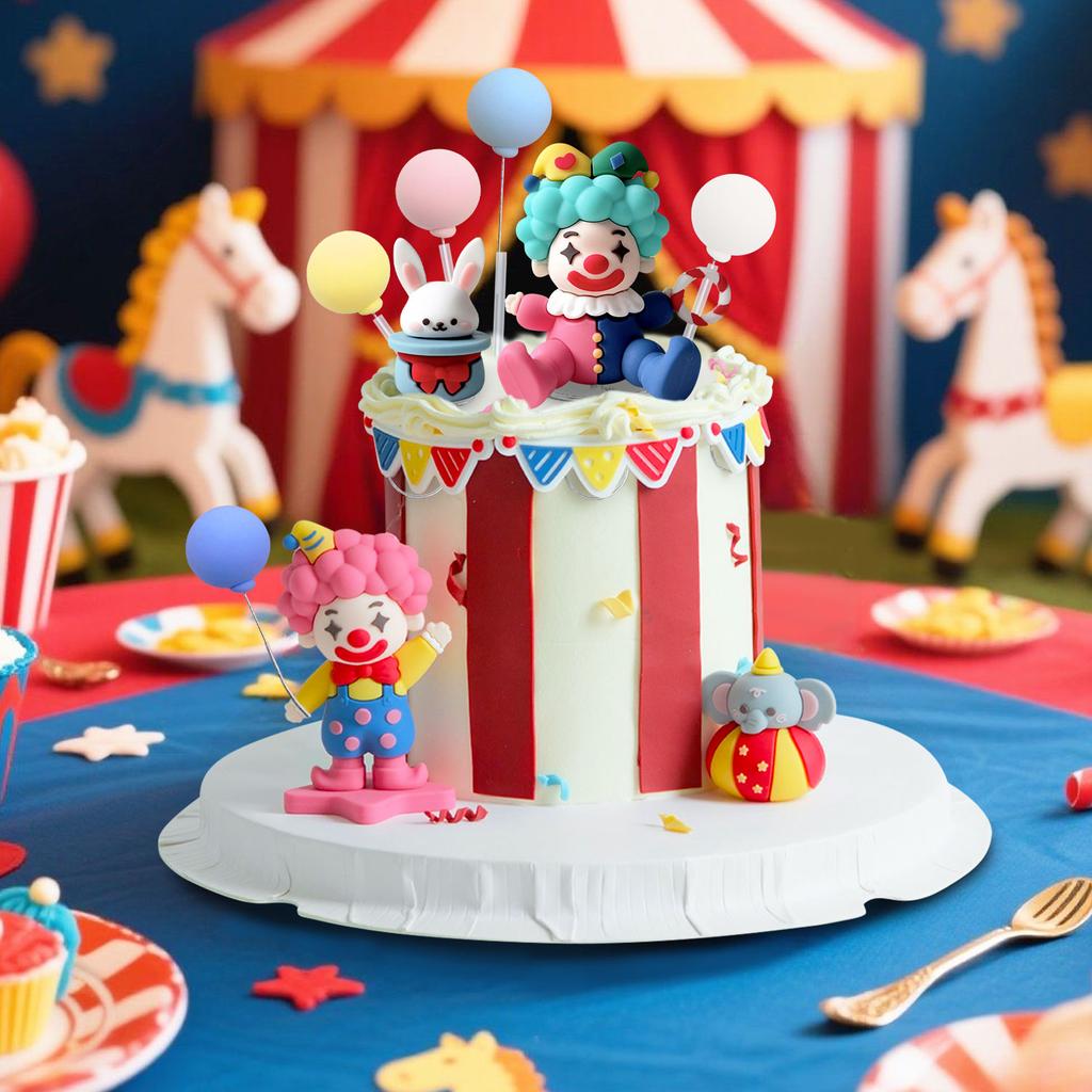 12pcs Circus Cake Decorations Clown Animal Ball Cake Selection Carnival Birthday Party Supplies Circus Baby Shower Decorations