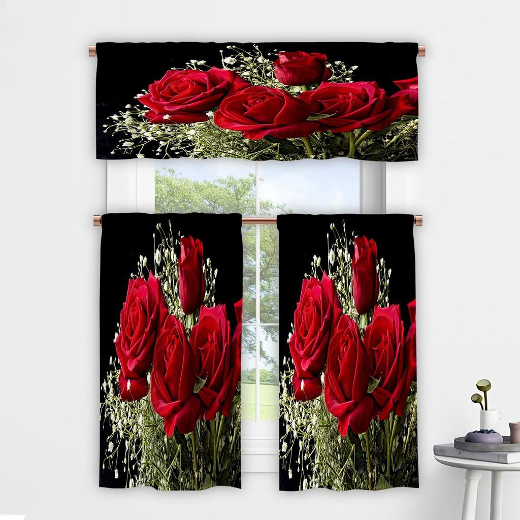 3D Floral Pattern Digital Print Kitchen Valance