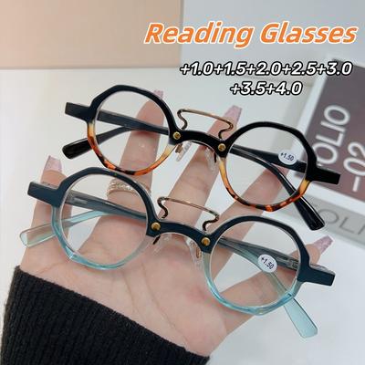 Advanced Personalized Small RoundStyle Frame HD Reading Glasses Eye Protection Pressure-resistant and Durable Far Sight Eyeglasses