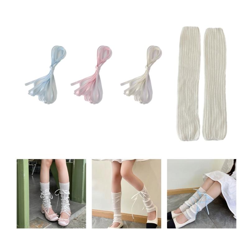 Japanese Style Leg Warmers Gothic Knit Long Socks Leggings Gaiters Autumn Winter Cuffs Ankle Heaps Socks