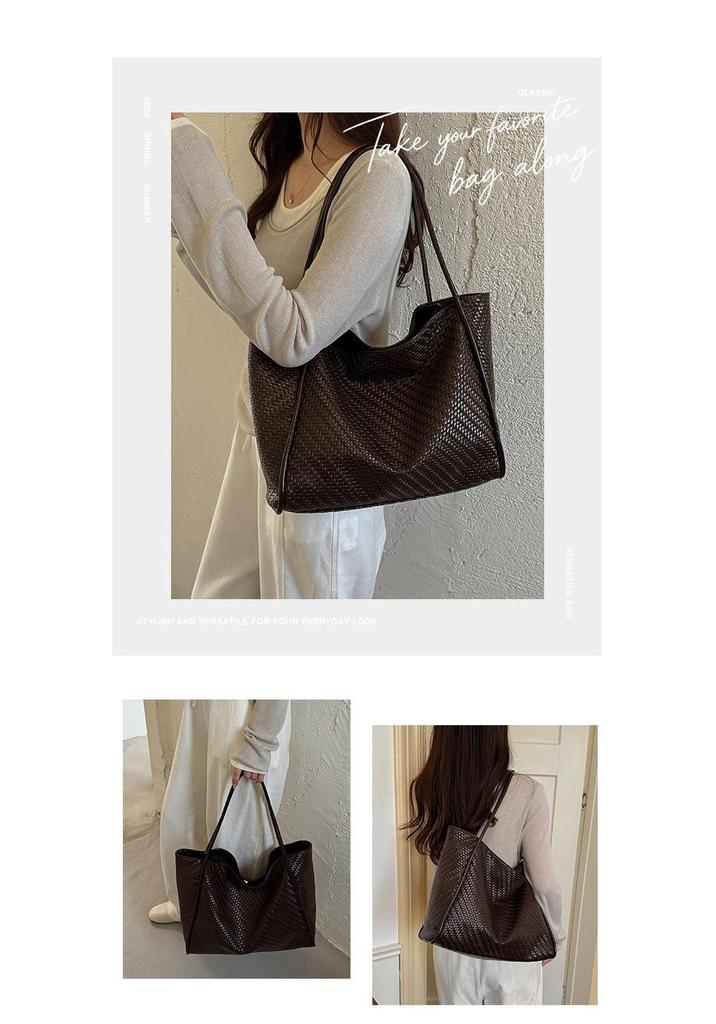 Stylish Autumn 2026 Women's Woven Tote Bag - Large Capacity, Single Shoulder Design