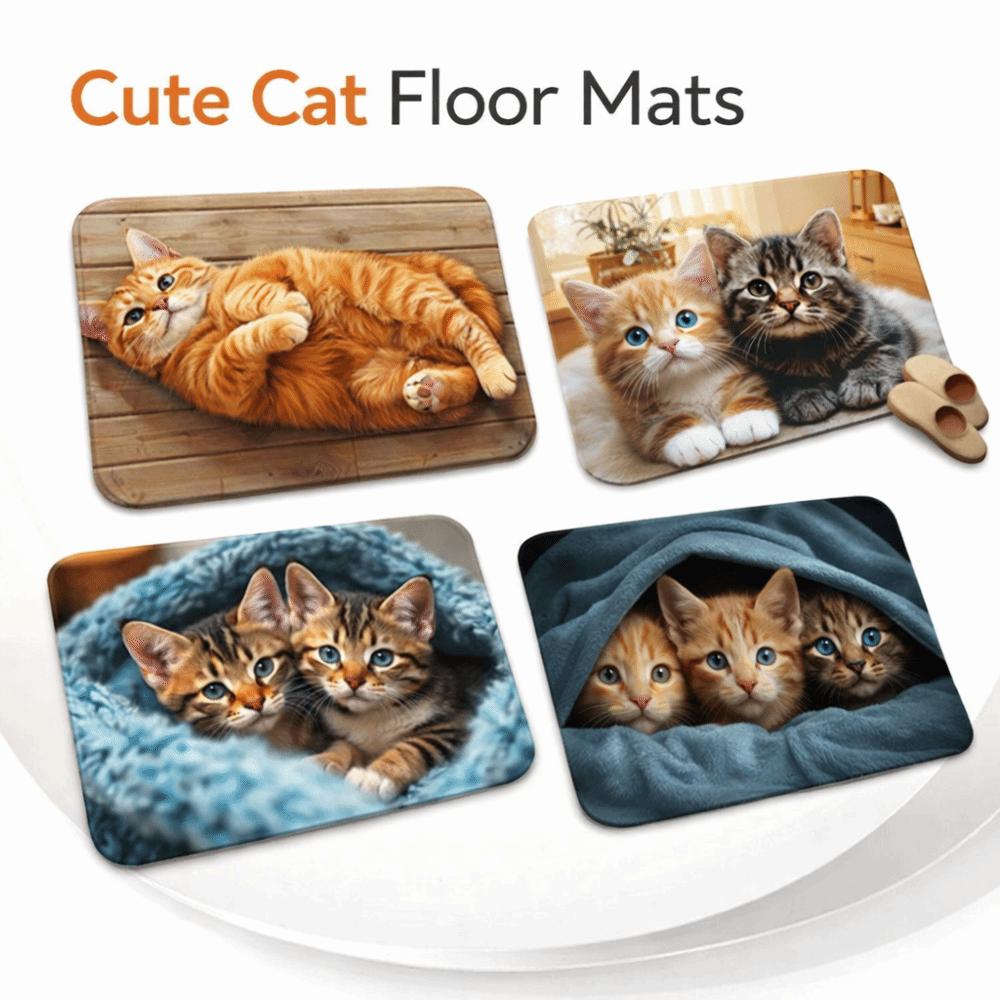 Non-Slip Cartoon Cat Carpet 40*60cm Decorative Mat Home Decor Soft Pad Mat  Kitchen