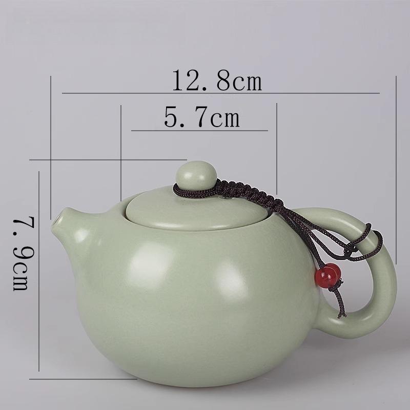 

210ml Ru Kiln Ceramic Tea Pot Light Green Handmade Ice Cracked and Sliced Xishi Teapot Anti Scalding Teapot Can Be Maintained