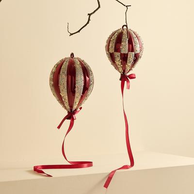 1 Set Wine Red Hot Air Balloon Christmas Tree Ornaments Hanging Christmas Gadget Decorations for New Year 2025 Home Decor Winter