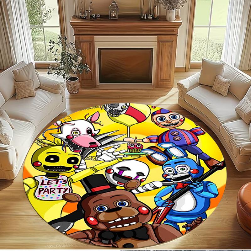Five Nights at Freddy's Print Round Rug, Washable Floor Carpet, For Entryway Dorm Laundry Room Office Study, Home Decor Birthday Christmas Gift