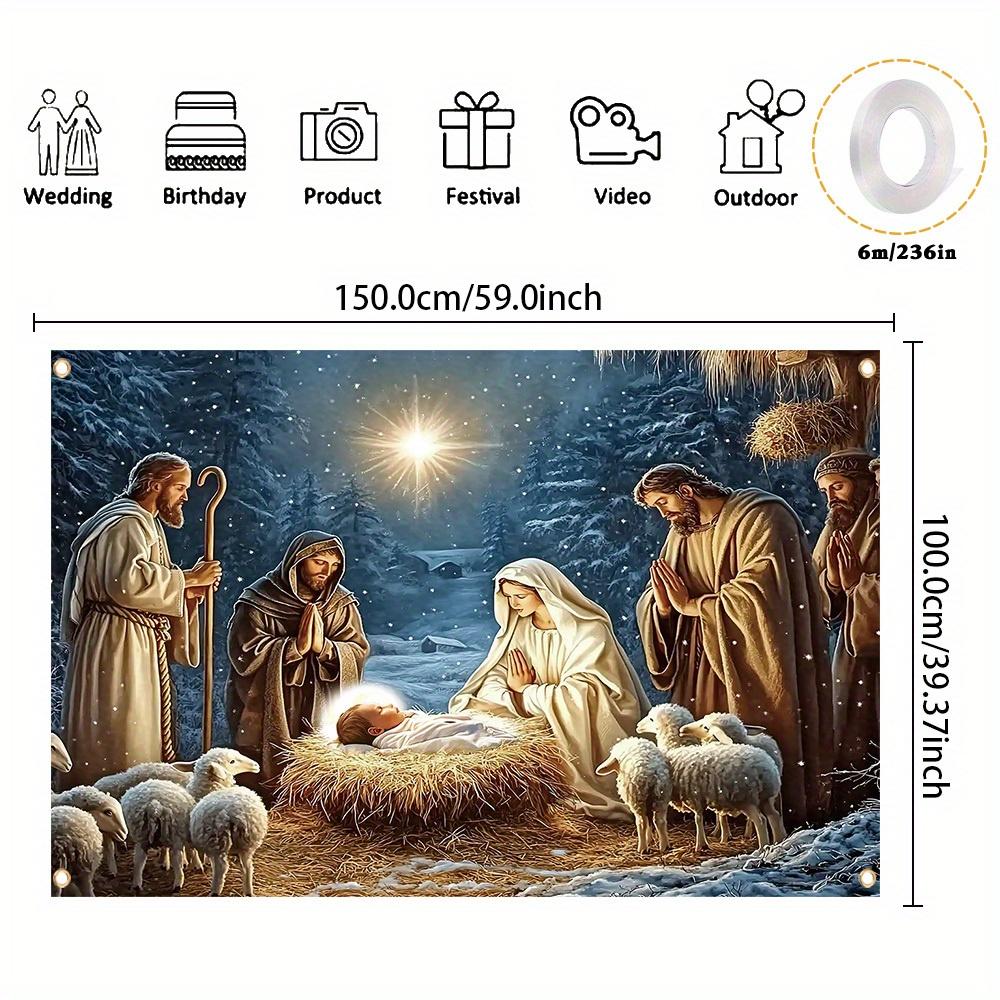 Merry Christmas Jesus Manger Nativity  Backdrop Xmas Decoration Background Winter Backdrop Decorations For Photo Studio Photo Booth Christams Party