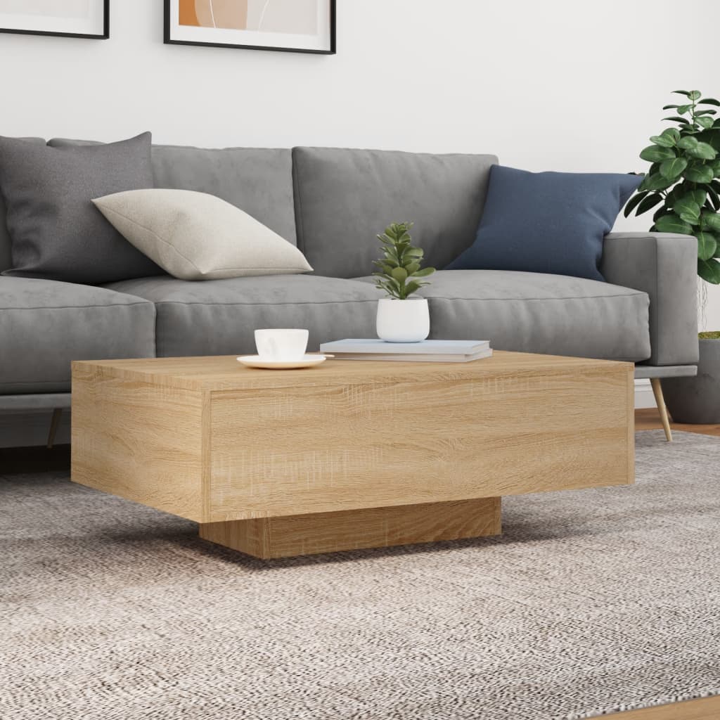 Moderner, Minimalistischer Und Eleganter Couchtisch Mit LED-Lampe, Beistelltisch Für Das Wohnzimmer, Niedriger Ablagetisch, 85x55x31 Cm