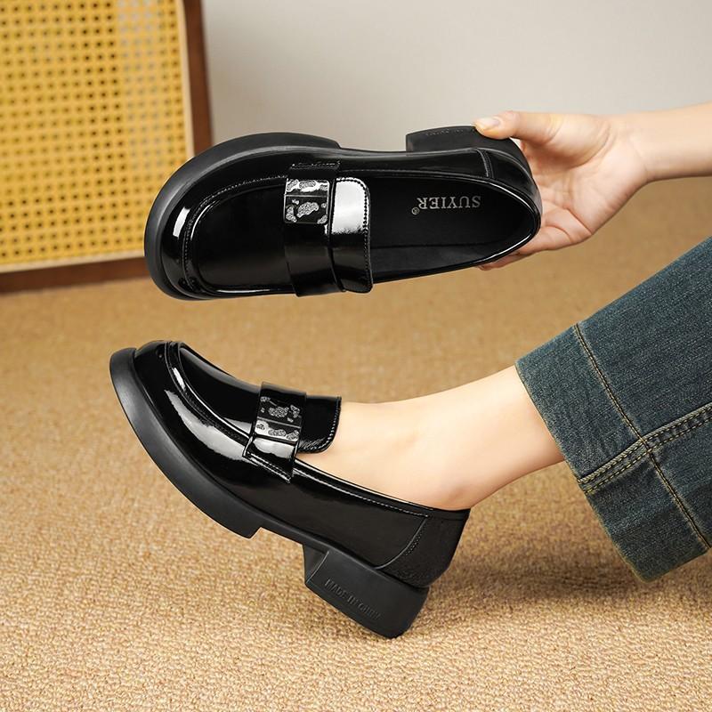 Fashion Retro Platform Heightening Loafers Womens Autumn New British Style Casual Small Leather Shoes Platform Comfortable Casual Shoes