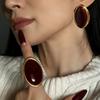 Ensemble Boucles d'oreilles Anneaux Géométriques Ovales Rouges Imitation Pierre Précieuse Résine Rétro Exagéré pour Femmes Mode Fête Bijoux Ensembles Accessoire