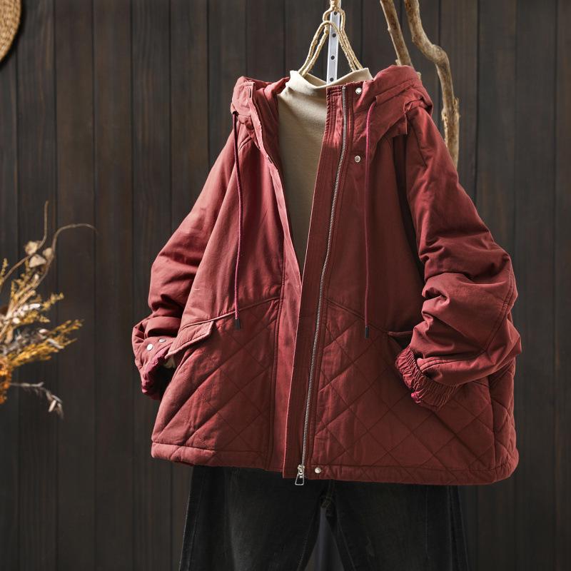 Plus Size Winter Quilted Hooded Jacket - Warm, Stylish, Loose Fit