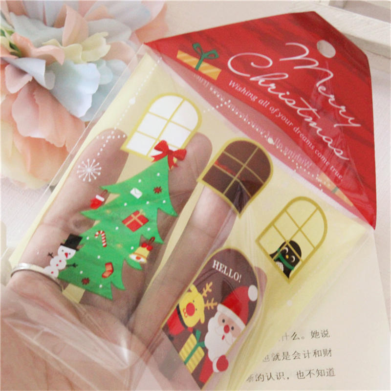 50Pcs Cute Christmas Cellophane Treat Bags Small Clear Gift Candy Cookie Goodies Bag for Holiday Party Favors