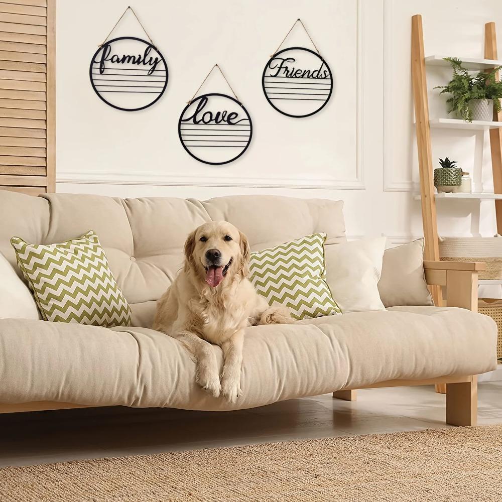 Family Love Friends Metal Letters Wall Art Minimalist Home Sculpture Stylish Hanging Decor for Kitchen, Bathroom, and Halloween