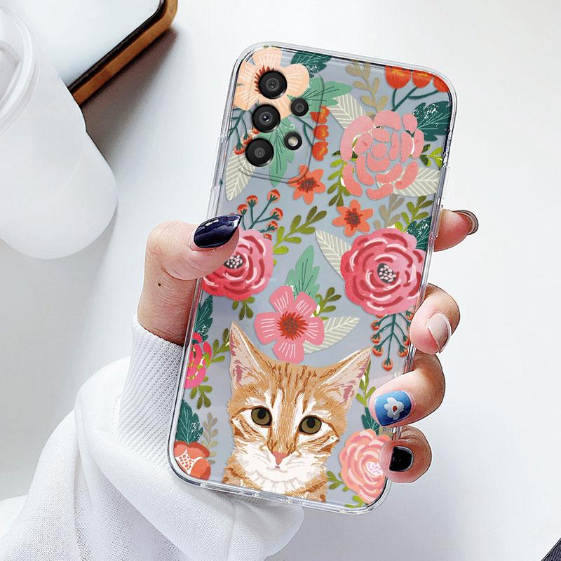 Phone Case For Samsung A53 5G A33 Floral Silicon Cover For Samsung Galaxy A73 Fundas Coque Transparent Soft Capas Flower TPU