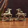 Messing Paard Stapt op Munten Gelukssculptuur Feng Shui Bureauornament Dierenriem Figuren Miniaturen Puur Koper Ambachten Collecties