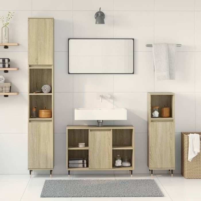 VidaXL Ensemble De Meubles De Salle De Bain 3 Pcs Chêne Sonoma 3307679