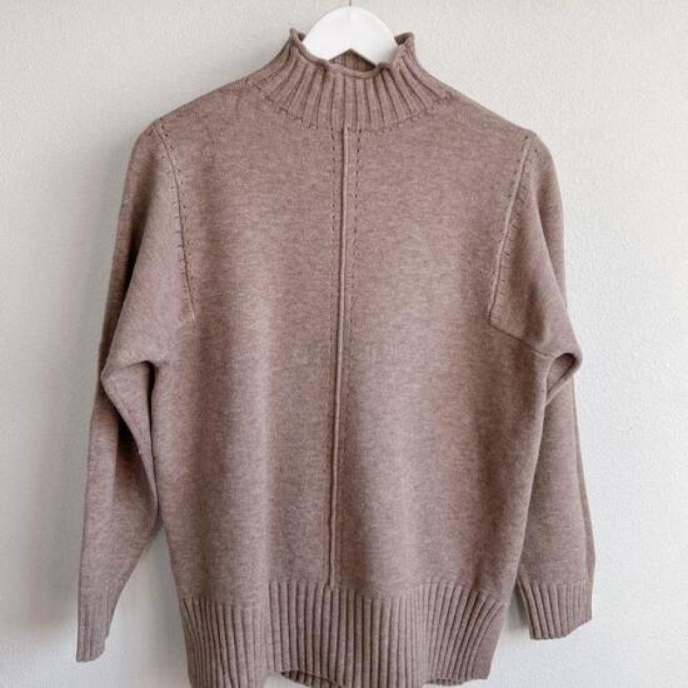 New ArrivalS Open Run Women S Cutting Slit Half Polo Sweater Long Sleeve overSiz