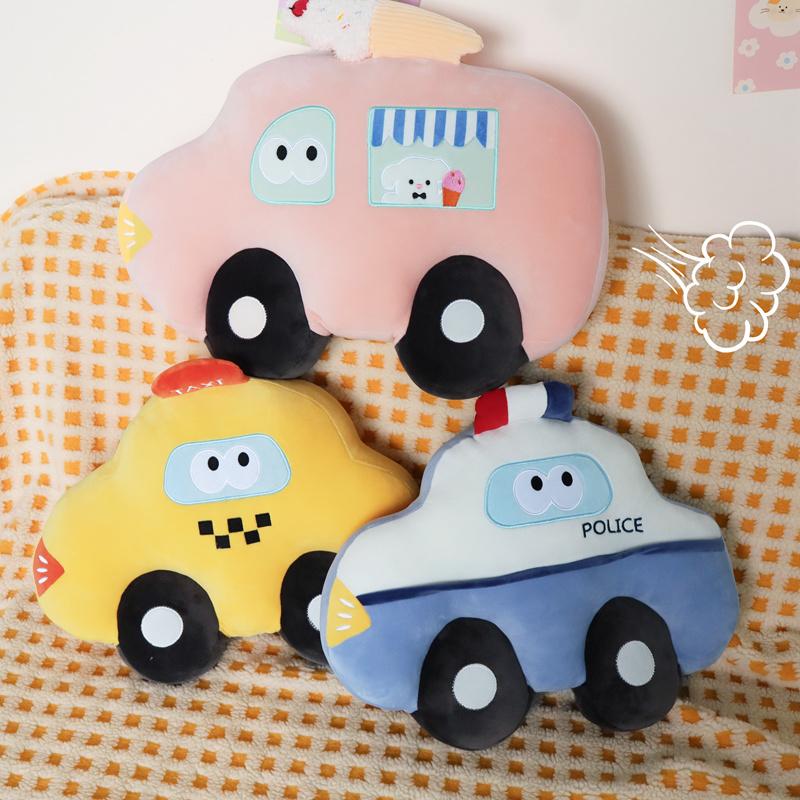 Simulation Taxi Police Car Plush Toys Kawaii Car Dolls Stuffed Soft Vehicle Pillow Creative Christmas Birthday Gift for Kids
