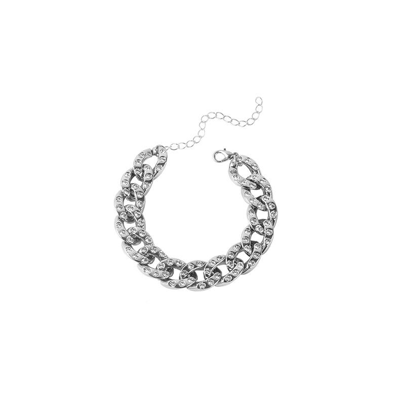 

European and American ins Internet celebrities with the same hip-hop necklace bracelet combination set, women s tide light luxury stacked necklace