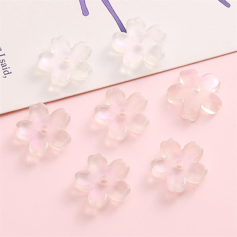Glass Gradient Cherry Blossom Three-dimensional Accessories Beading Accessories Handmade Diy Bracelet Spacer Beads Accessories Strings Loose Beads