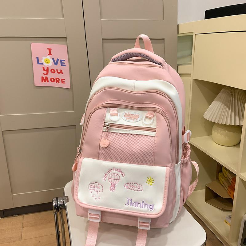 

Школьный рюкзак высокая ценность многослойный свежий средняя школа милый универсальный контрастный цвет вышивка легкий