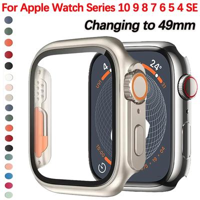 Glass+Case for Apple Watch 46mm 42mm 44mm 45mm 41 40mm Screen Protector Cover Change Ultra Bumper iWatch Series 10 9 8 7 SE 6 5