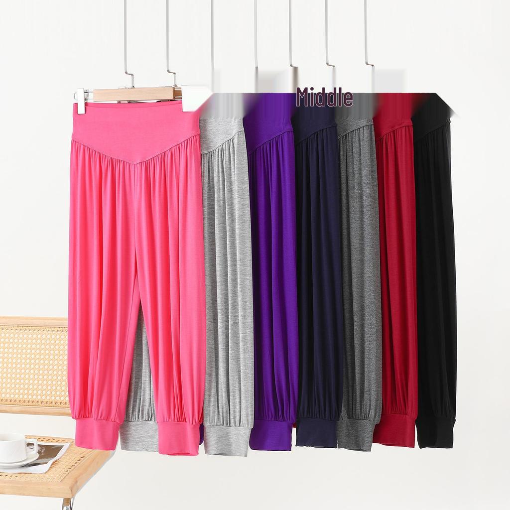 Pantalones Harem de Modal para Mujer Primavera - Cintura Alta, Corte Holgado, Color Sólido, Pantalones de Yoga y Danza