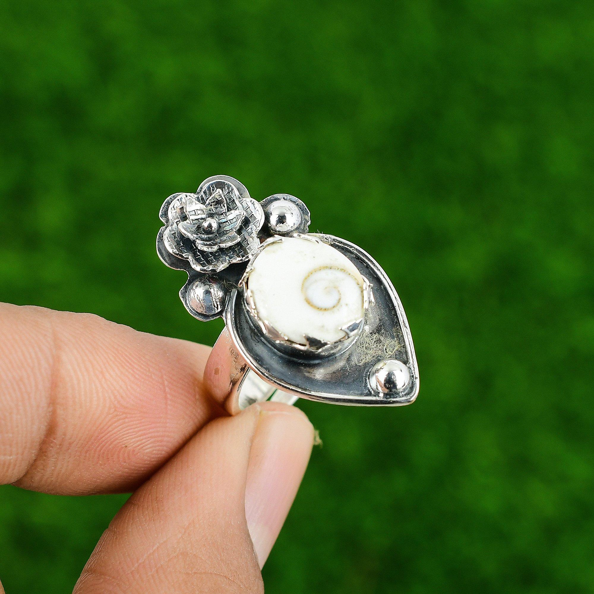 

Натуральный перламутр «Глаз Шивы» Кольцо-заявление в виде цветка белое регулируемое серебро 925 пробы Adjustable