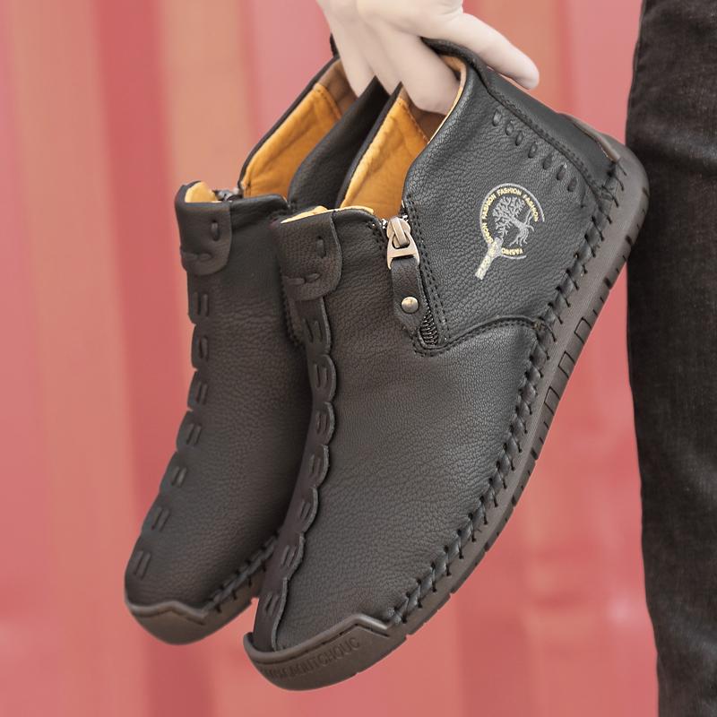 Fashion Autumn Men Boots Handmade Casual Ankle Boots For Man Winter Boot With Fur Keep Warm Shoes Male Hombres Botas Zapatos Hombre