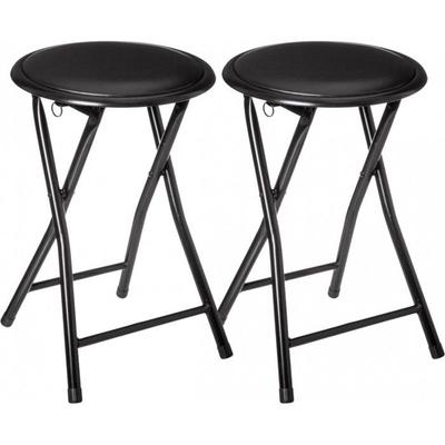 Folding PVC Stool "Elisa" Atmosphera - Black - Pack of 2 - Black -