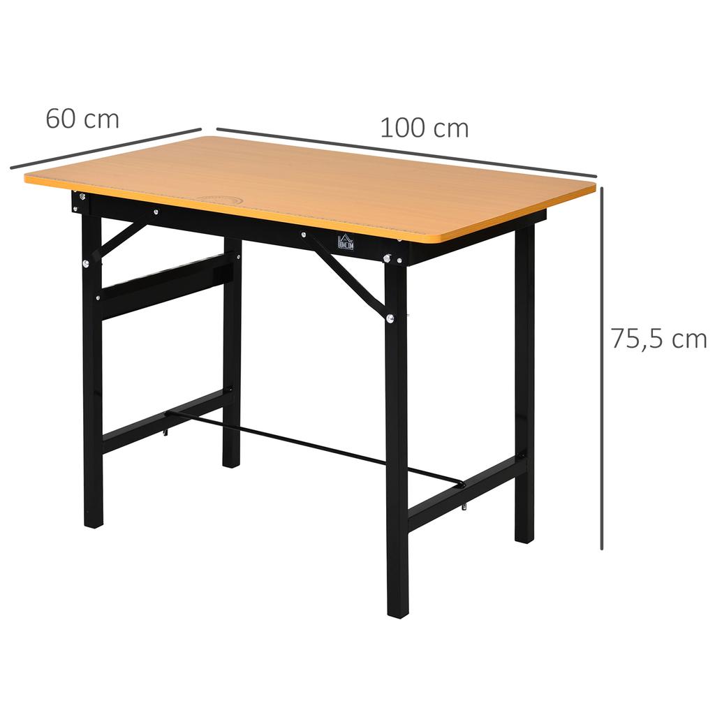 Banco da Lavoro Pieghevole per Garage da 100 cm, Tavolo da Artigianato Workstation in MDF, Struttura Robusta in Acciaio con Righello, Goniometro