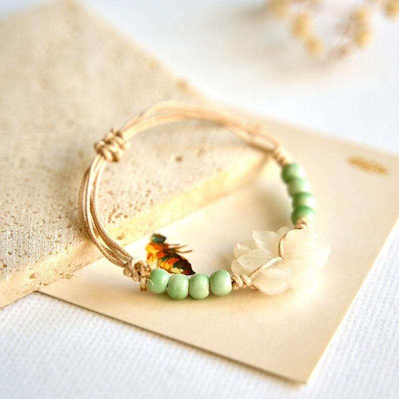 New Chinese Flower Woven Bracelet Wholesale Hot-selling Retro Jewelry Ethnic Style Ceramic Bracelet Accessories
