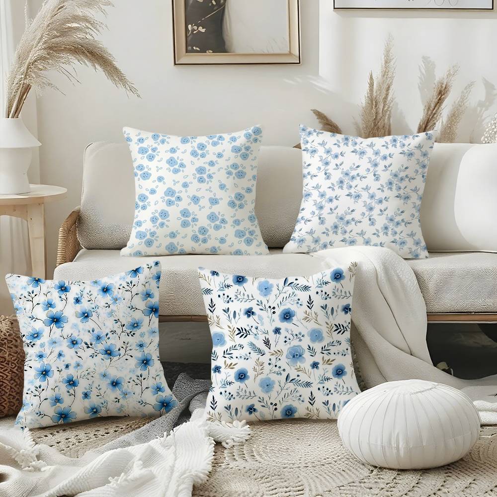 Fashion Small Florals Pillow Case Home Dorm Chair Back Short Plush Double-Sided Printing Office Nap Time Cushion Cover